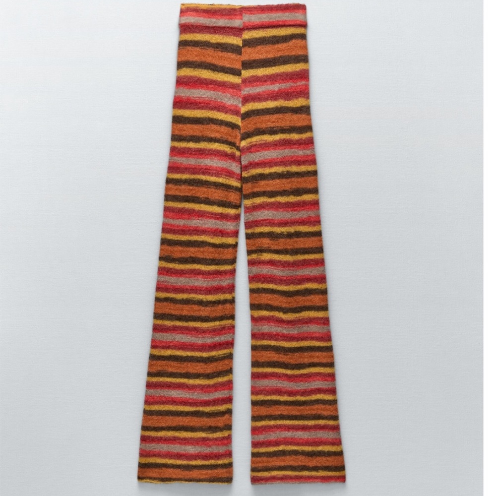 Zara Straight Leg Striped Knit Pants